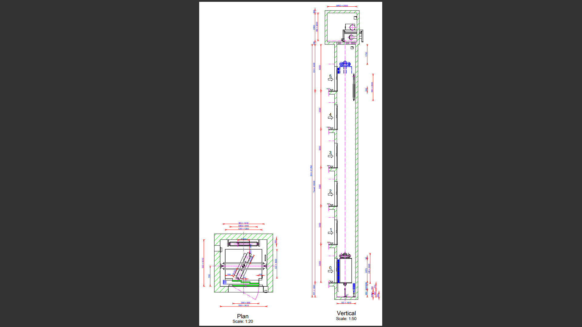 نقشه 2 بعدی کابین آسانسور