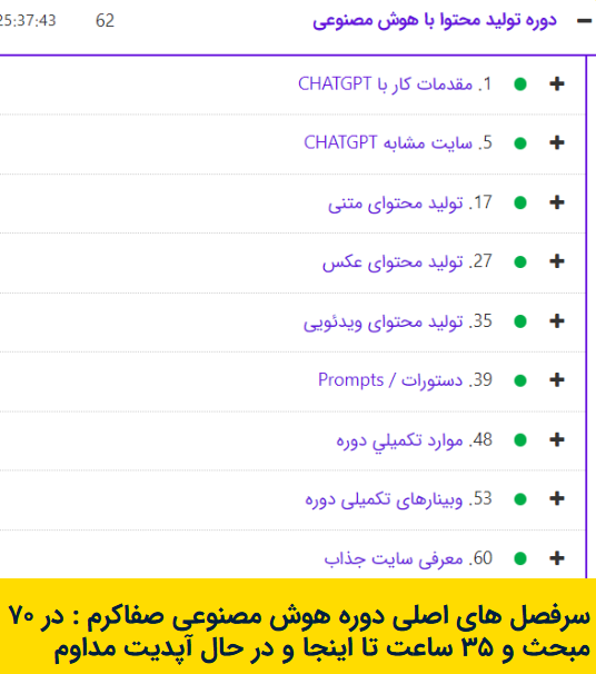 آموزش تولید محتوا با هوش مصنوعی توضیحات و تهیه دوره تولید محتوا با CahtGPT تخفیف ویژه 45٪ شب یلدا : با کد yalda40