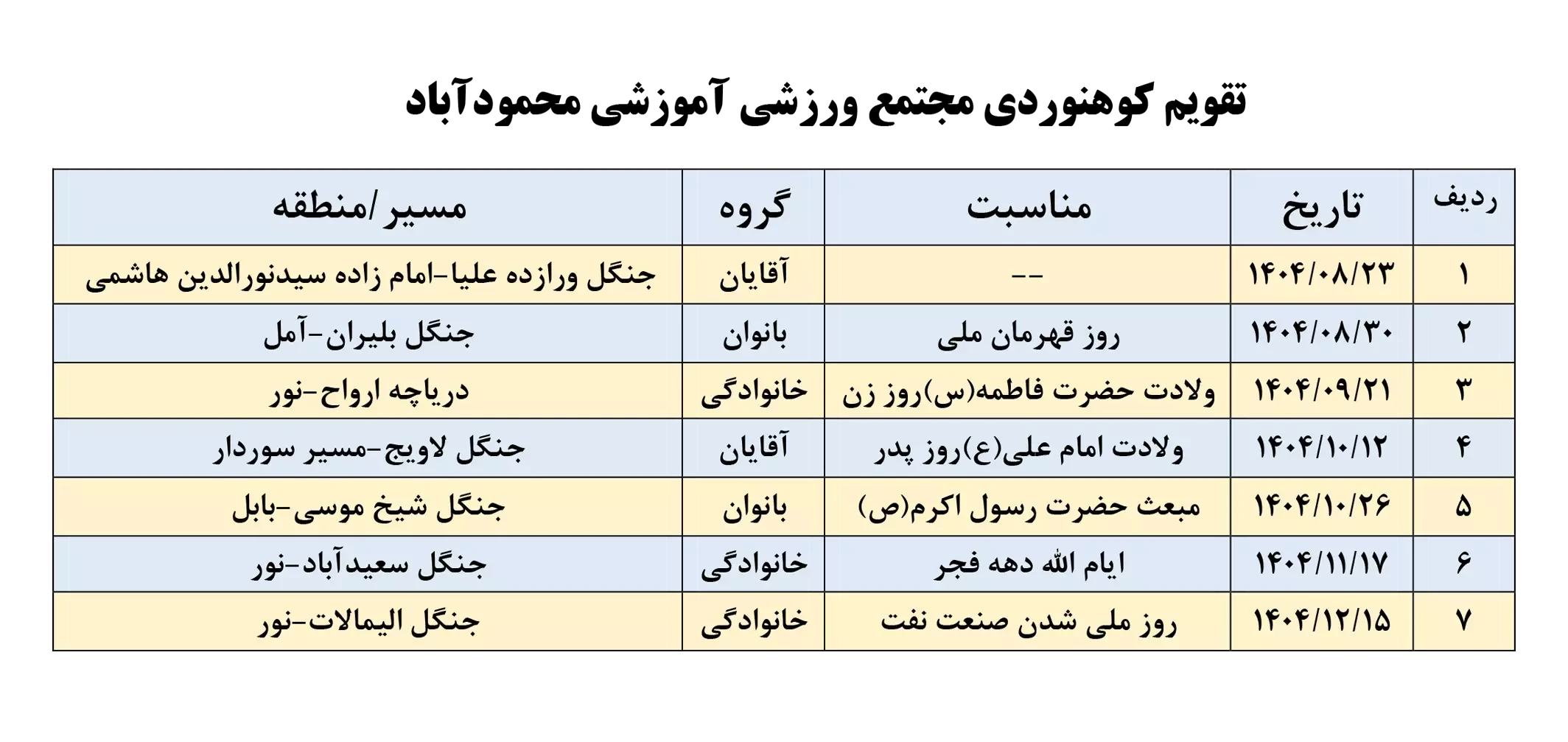 🔸 جهت هماهنگی: امور ورزش – آقای سیدمحمد حسینیان